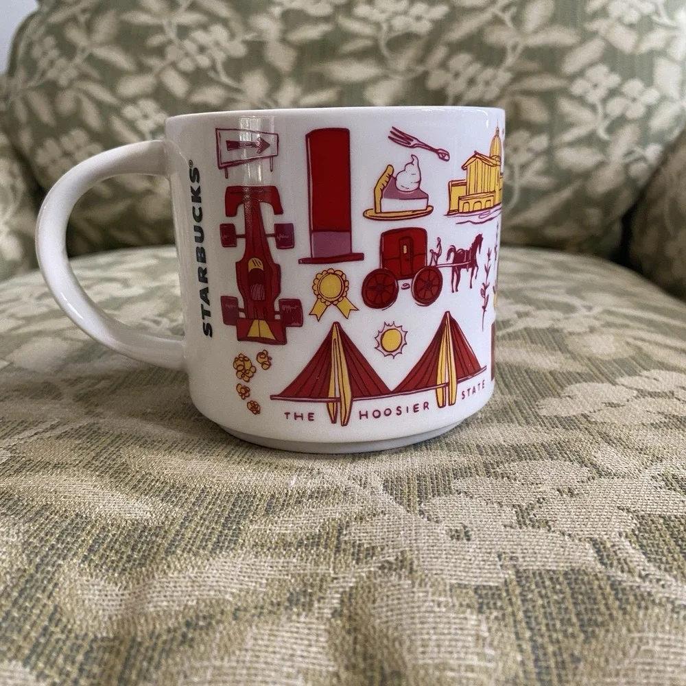 Starbucks Been There Series Indiana Ceramic Coffee Tea Cup Mug 14oz.